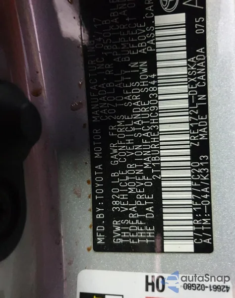 2017 Toyota Corolla L from USA, damaged, VIN 2T1BURHE3HC903844